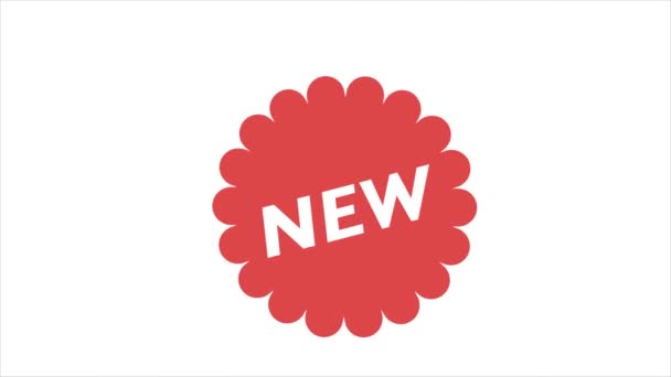 Rouge Étiquette de prix avec une inscription Nouvelle icône isolée sur fond gris. Insigne pour le prix. Étiquette promotionnelle. — Video