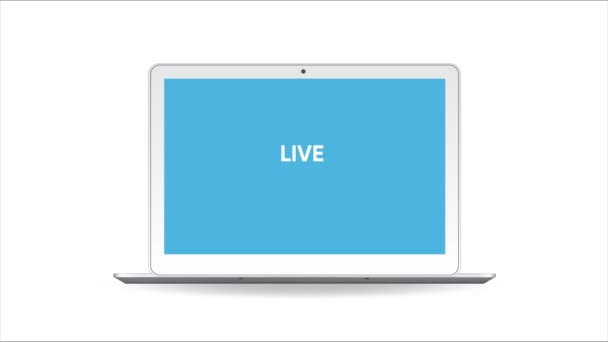 Live webinar концепция без экрана ноутбука. Может быть использован для бизнес-концепции. 4k анимированных — стоковое видео