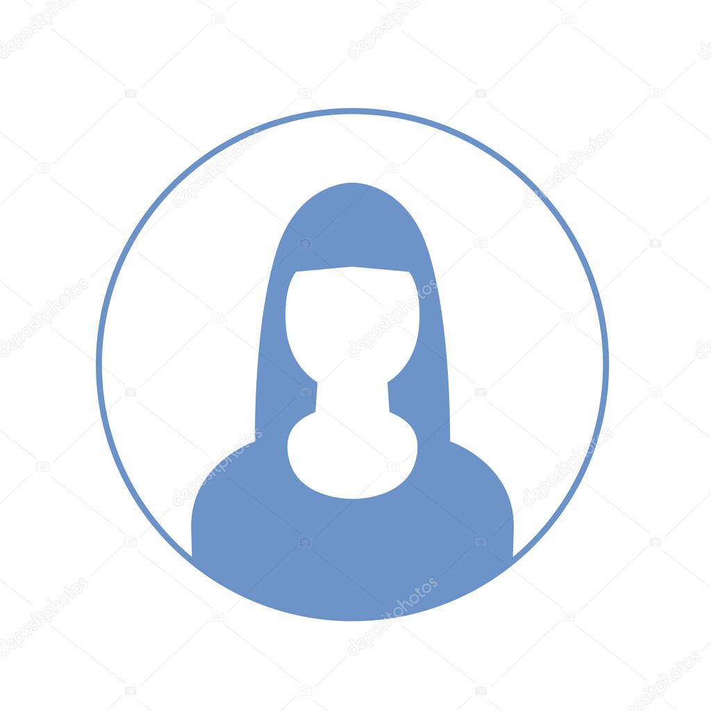 Woman head icon silhouette. Female avatar profile sign, face silhouette stock vector