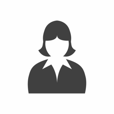 Kadın baş simgesi silueti. Kadın avatar profil işareti, yüz siluet stok vektörü