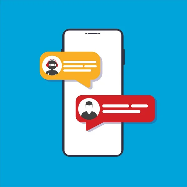 Chatbot conversazione sullo schermo dello smartphone interfaccia app con tecnologia di intelligenza artificiale che fornisce supporto clienti virtuale — Vettoriale Stock
