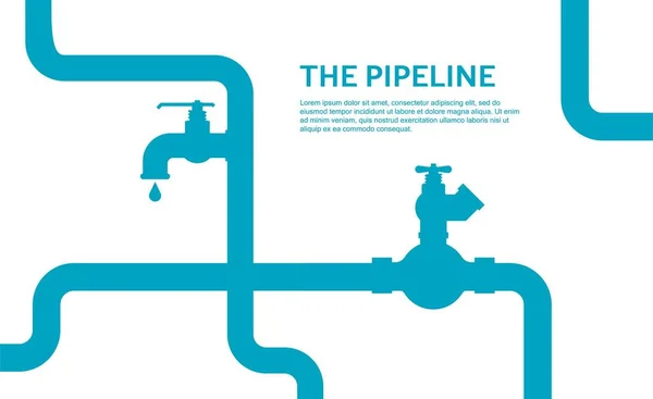 Concepção infográfica de encanamento com cores azul e branco. Projeto vetorial de válvula plana de óleo, água ou gás. — Vetor de Stock