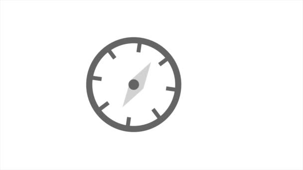 Icono de brújula gris aislado sobre fondo blanco. Animación gráfica de vídeo 4K — Vídeos de Stock