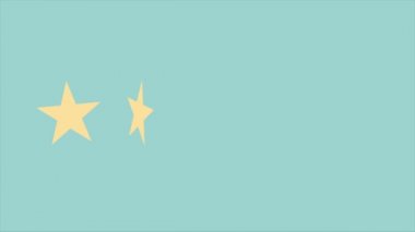 Altın arkaplan animasyonundaki soyut simge. Beyaz arka plan. Yıldızlar değerlendirme simgesi. Beş yıldızlı kalite değerlendirme ikonu. Altın yıldızlar.