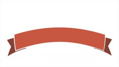 Turuncu ödüllü kurdele etiketi. Video animasyonu. Satış kağıdı çıkartması. İndirim etiketi. 