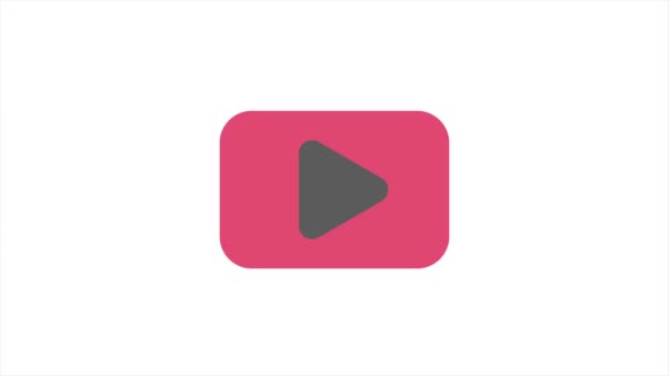 Abstract red play button on white background. Business technology. Isolated white background. — Stock Video