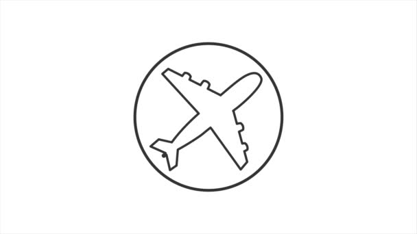 Icono de avión en el diseño de movimiento 4k viaje. Concepto de icono de transporte. Diseño de movimiento. 4K animados. — Vídeos de Stock