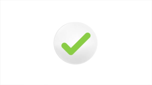 Red check mark on white background. Checkmark animated symbol sign. Check list video icon. Green tick, check list. — Stock Video