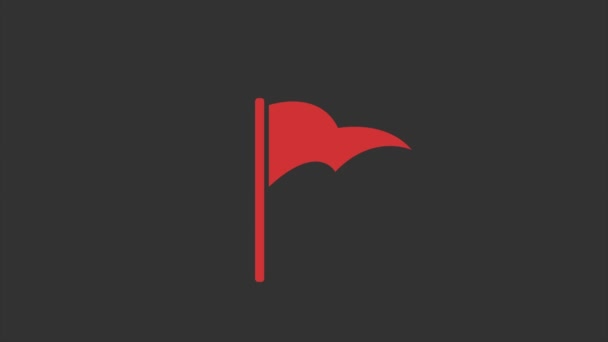 Animált ikon piros zászló pont ikon fehér háttér web design. Modern videó — Stock videók