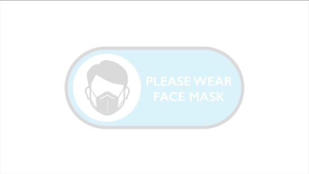 Wear face mask requirement animation on white background. Coronavirus concept. — Stock Video