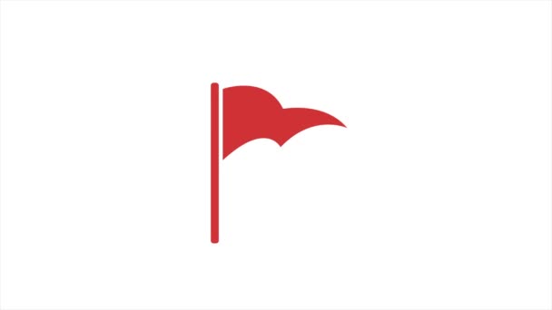 Animated Icon with red flag point icon on white background for web background design. Modern video — Stock Video