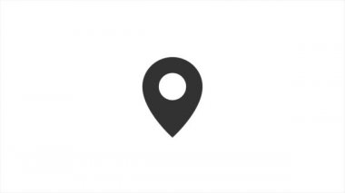Animated location pointer isolated on white. 4k video