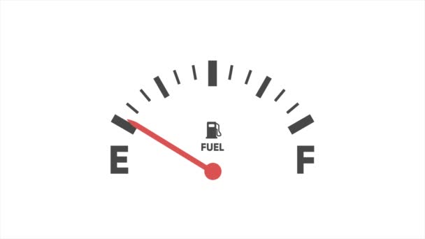 Animation complète du réservoir d'essence. Indicateur de carburant animé isolé sur blanc. Vidéo — Video