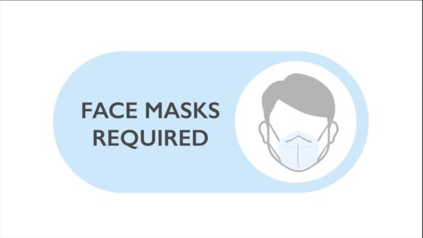 Use animação exigência máscara facial no fundo branco. Conceito de coronavírus. — Vídeo de Stock