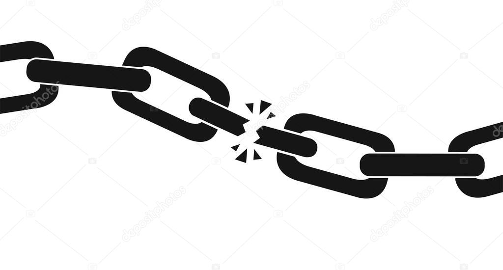 Broken chain isolated on white, great design for any purposes. Isolated on white vector.