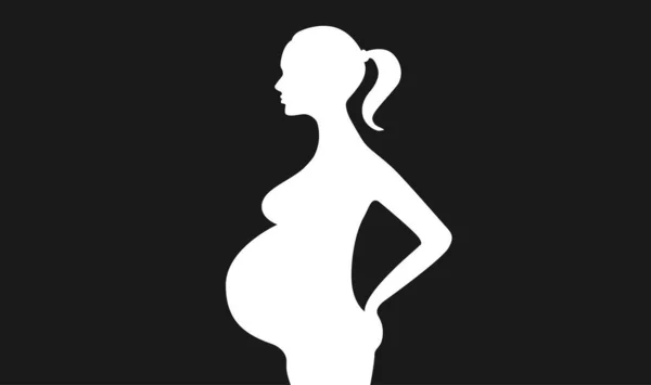 Pregnant woman silhouette isolated on white background. Stock vector — Stock Vector