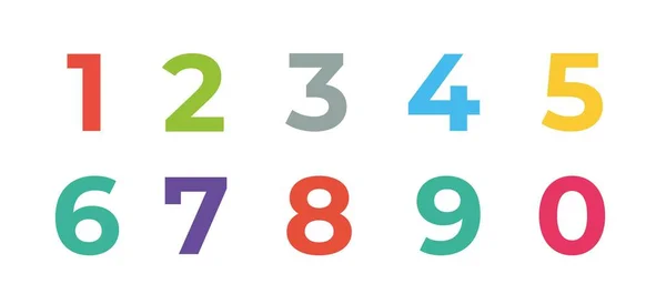 Números coloridos isolados sobre fundo branco. Ilustração do doodle. — Vetor de Stock