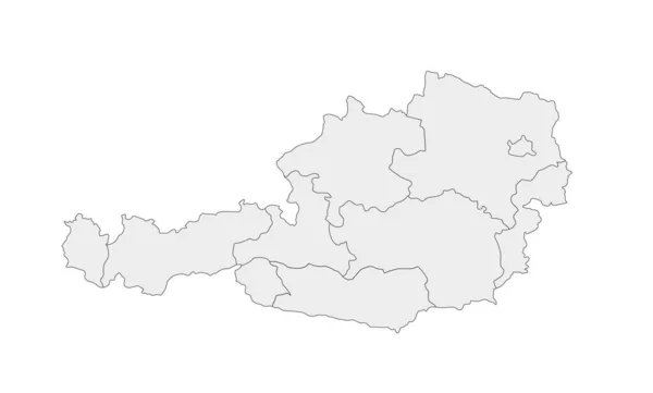 Mapa simple de Austria dibujo vectorial. Proyección Mercator. Relleno y contorno. — Vector de stock
