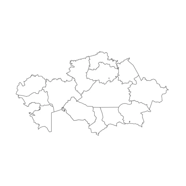 カザフスタンの地図は、白い背景に隔離された。ブラック・マップ・テンプレート。単純化された世界地図ラウンド — ストックベクタ
