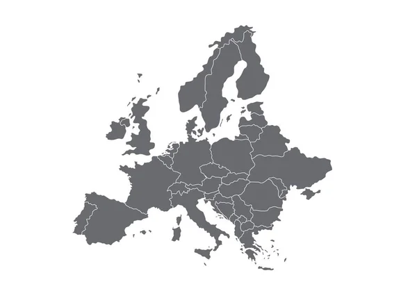 Mapa de alta calidad Europa con fronteras de regiones — Archivo Imágenes Vectoriales