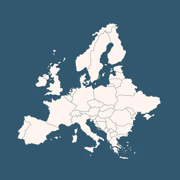 Mapa de alta calidad de Europa con fronteras de regiones — Archivo Imágenes Vectoriales