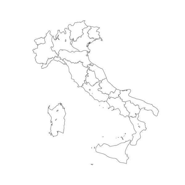 Semplice schema Mappa d'Italia isolato su sfondo bianco. Vettore — Vettoriale Stock