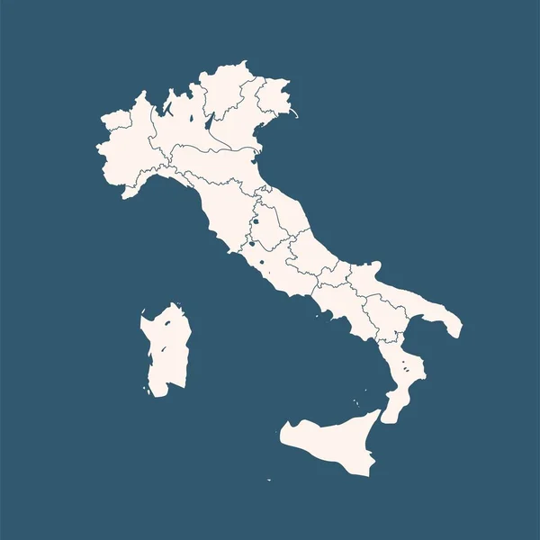 İtalya 'nın mavi arka planda izole edilmiş basit haritası. Vektör — Stok Vektör