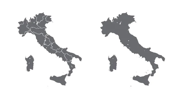 Jednoduchá černá mapa Itálie Izolované na bílém pozadí. Vektor — Stockový vektor