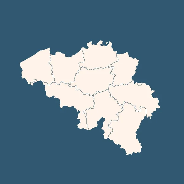 Bélgica mapa em branco sobre um fundo azul. Vetor — Vetor de Stock