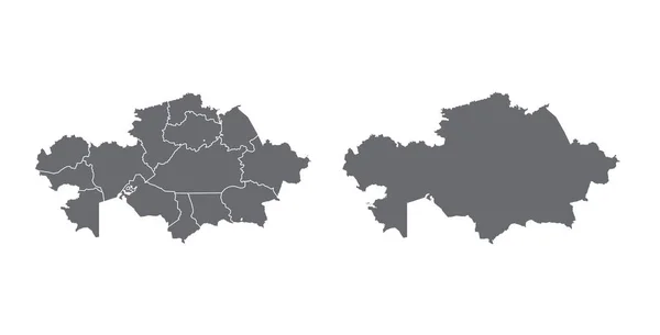 Kazajstán mapa vector, aislado sobre fondo blanco. Plantilla de mapa negro, tierra plana. Mapa del mundo simplificado con ronda — Archivo Imágenes Vectoriales
