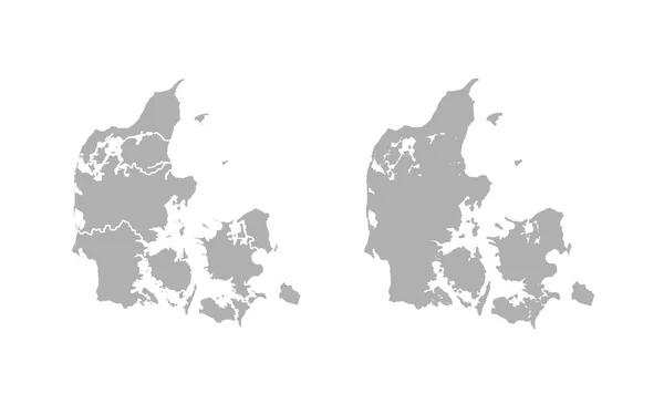 Mapa de Dinamarca con líneas de borde azul sobre fondo blanco — Archivo Imágenes Vectoriales