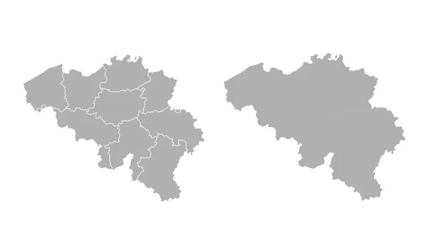 Peta Belgia berwarna abu-abu pada latar belakang putih - Stok Vektor