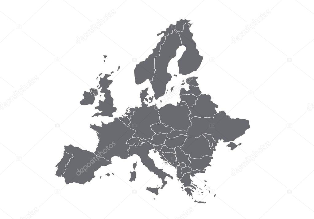 High quality map Europe with borders of regions