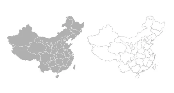 グレーの中国地図。平面ベクトル図. — ストックベクタ