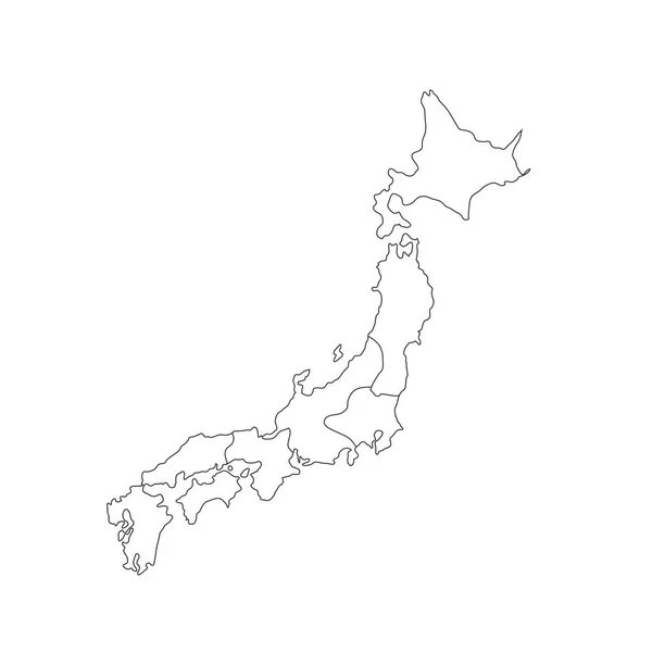 Mapa de Japón en alta resolución de detalles. Las líneas de malla y los puntos forman el mapa de Japón. — Vector de stock