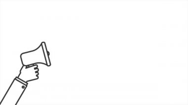 Megafonlu önemli mesaj metni, düz stili animasyon afişi. Hareket grafikleri.