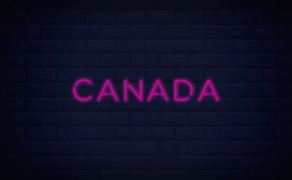 Neon Canada. Ilustração vetorial de conceito. Bandeira canadense sinal de néon. — Vetor de Stock