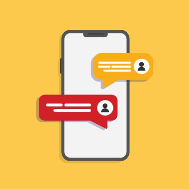 Akıllı telefondan sosyal ağ sohbeti. Stok vektörü.