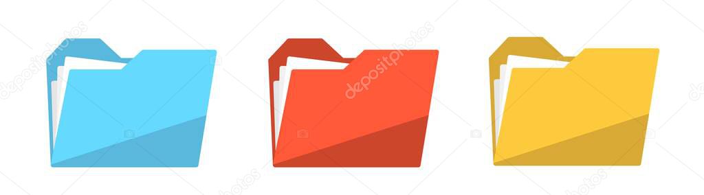 File folders set in different colours. Stock vector