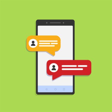 Çevreci telefondan sosyal ağ sohbeti. Stok vektörü.