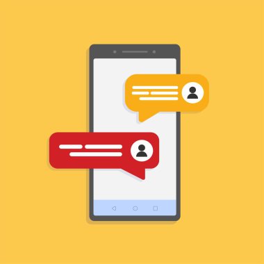 Akıllı telefondan sosyal ağ sohbeti. Stok vektörü.