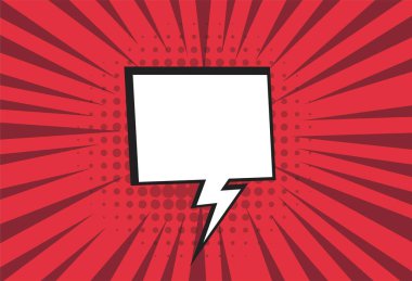 Boş karikatür siyah beyaz bulut pop sanat konuşma kutusu kırmızı üzerine.