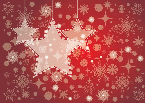 Fondo de Navidad con estrellas colgando — Vector de stock