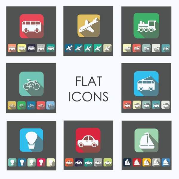 Transportset plat pictogrammen — Stockvector