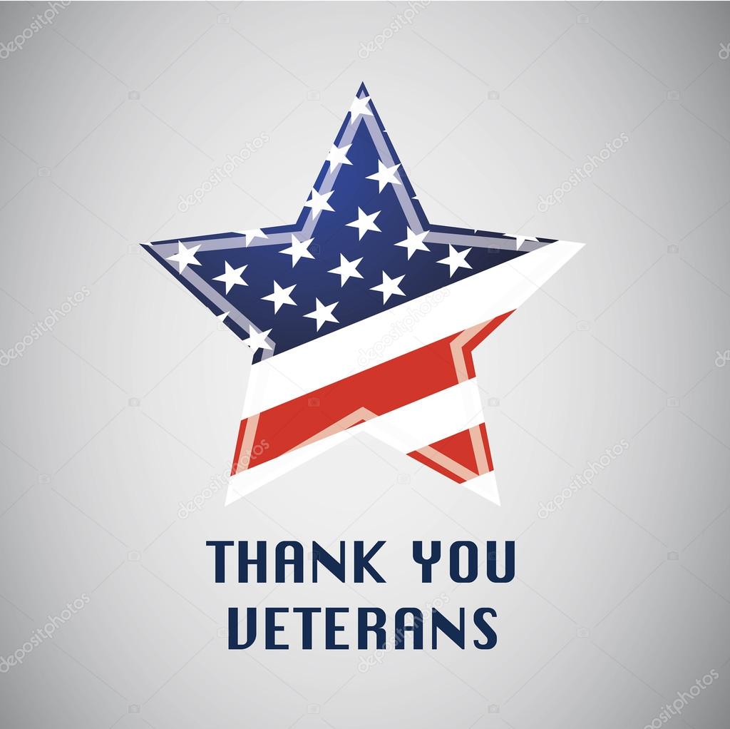 Thank you veterans. Independens day. Freedom in USA. American flag star shaped