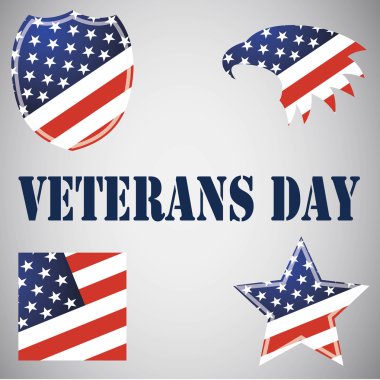 Gaziler günü emblemes kümesi. ABD bayrağı arka üzerinde