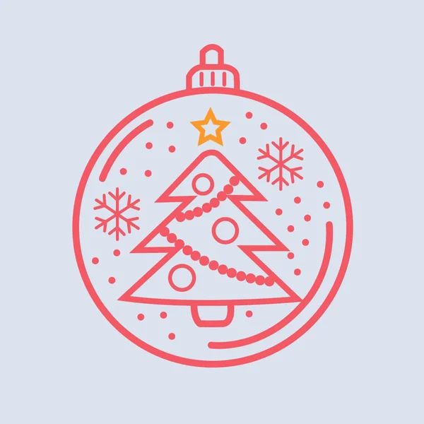 Árbol de navidad bola roja — Vector de stock