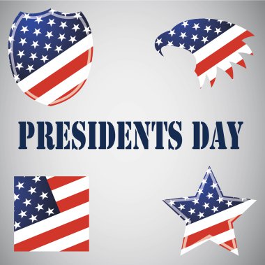 ABD'de Başkanlar Günü için Amblemler. 