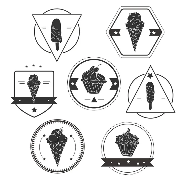 Collection of ice cream labels — Stock Vector