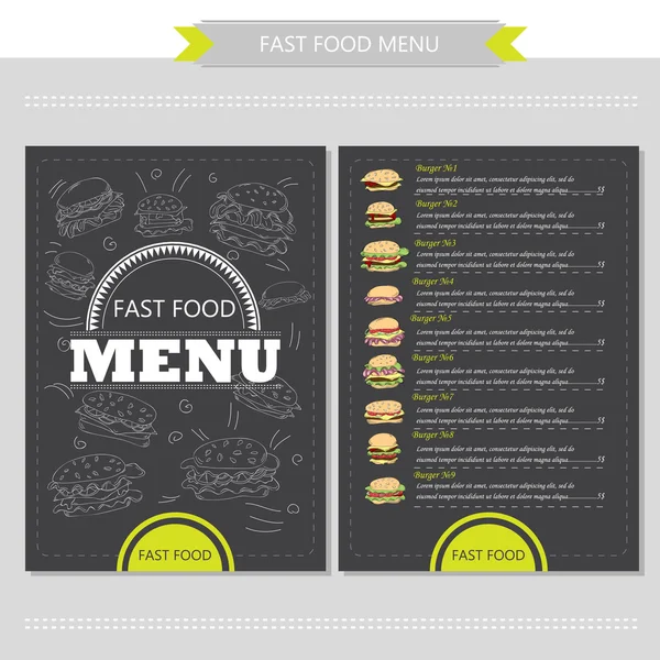 Illustrazione disegnata a mano vettoriale con fast food — Vettoriale Stock